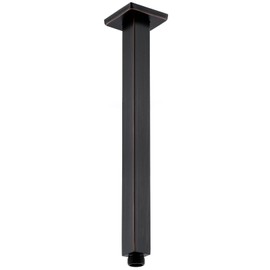 BESTILL 12 Inch Oil Rubbed Bronze Ceiling Mount Shower Arm and Flange, Square Rain Shower Head Arm