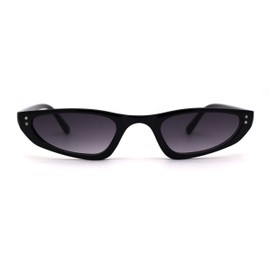 Womens Narrow Cat Eye Mod Plastic Sunglasses Black Smoke