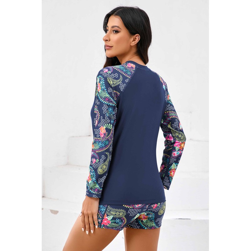 Halcurt Women's Built in Bra Rash Guard Long Sleeve Swimwear