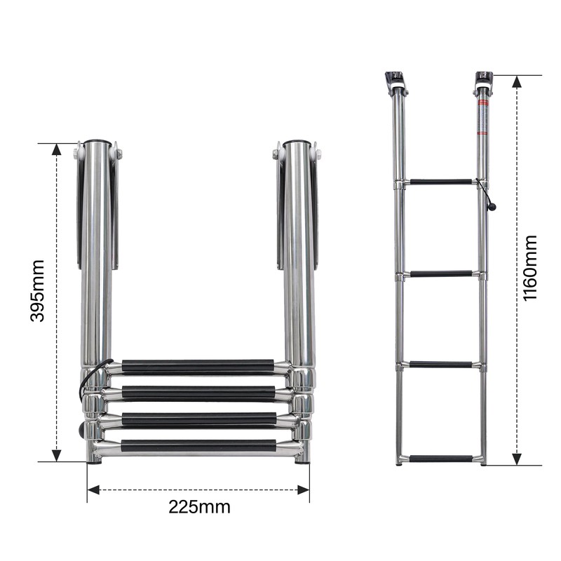 YACHARIES Boat 4 Step Ladder 316 Stainless Steel Folding Ladde,