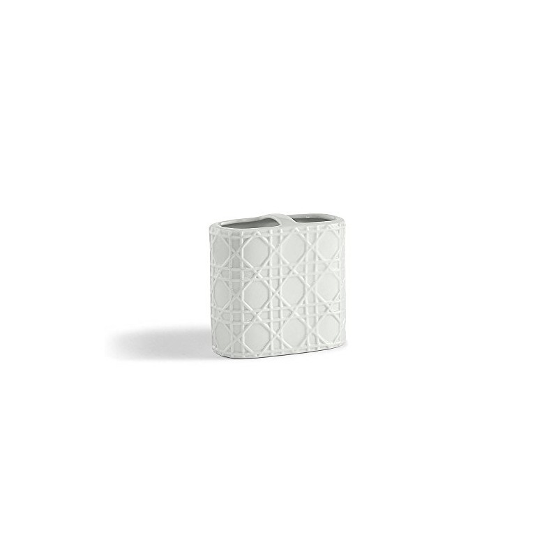 Kassatex ARN-TBH Rattan Toothbrush Holder, Porcelain