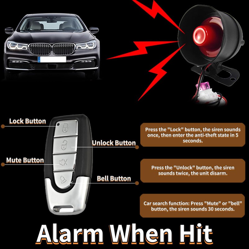 Car Horn Siren Alarm,Universal Car Alarm Security Protection System with