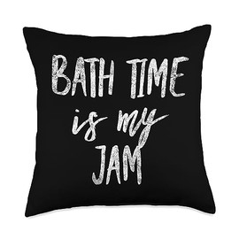Mom Dad Bath Time My-Jam Tub Bath Funny Mom Dad Parent Bathtub Kids Family Time Throw Pillow, 18x18, Multicolor