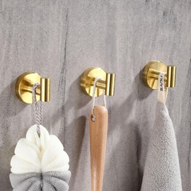 Suction Cup Hooks for Shower, Bathroom, Kitchen, Door, Wall, Mirror, Window, Glass, Tile – Removable Towel Holder for Hanging Coat, Robe, Loofah No Damage, Heavy Duty Hook Brushed Gold (4-Pack)