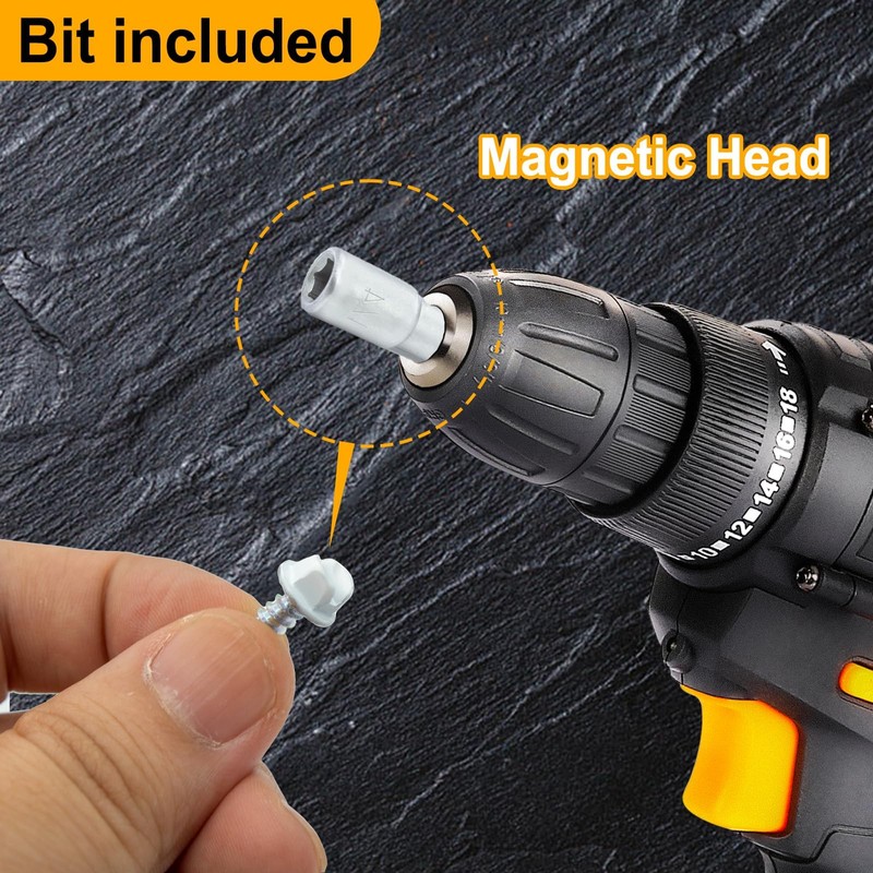 BOPOWO 300 Pcs #7x1/2 Self-Tapping Gutter Screws White Painted Slotted