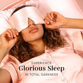 DROWSY Silk Sleep Mask - A padded silk cocoon that hugs the face for luxurious sleep in complete darkness (Sunset Pink)