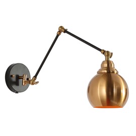 KSANA Gold Wall Sconces Lighting, Mid-Century Modern Plug-in or Hardwired Wall Mounted Lamps, Adjustable Black Gold Swing Arm Wall Lights with On/Off Switch for Bedroom, Living Room, Bathroom