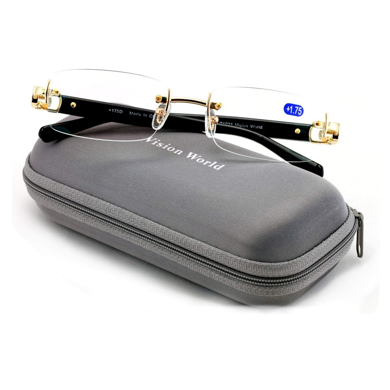 Men Rectangular Rimless Designer Fashion Reading Glasses/w Anti-reflective AR Coating