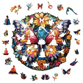 Jigfoxy Wooden Puzzle Adults, Butterflies Wooden Puzzle Wooden Puzzle Adults and Children, Unique Educational Toy in Animal Shape for Family Friends, L-34 x 33.3 cm, 300 Pieces