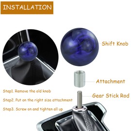 Temzzer Ball Resin Transmisson Gear Shifter Lever Handle Round Heavy Vehicle Shift Lever Knob for Most Manual Automotive Vehicles (Purple)
