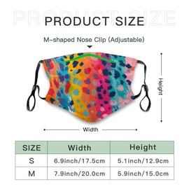 Graffiti Leopard Print Face Mask Adult Washable Reusable Pleated Dust Mask 5-Layer Protection Carbon Filter Fashion Adjustable Anti Dust Cloth Mouth Masks with 2 Filters for Women Men, 1 Pcs Size M
