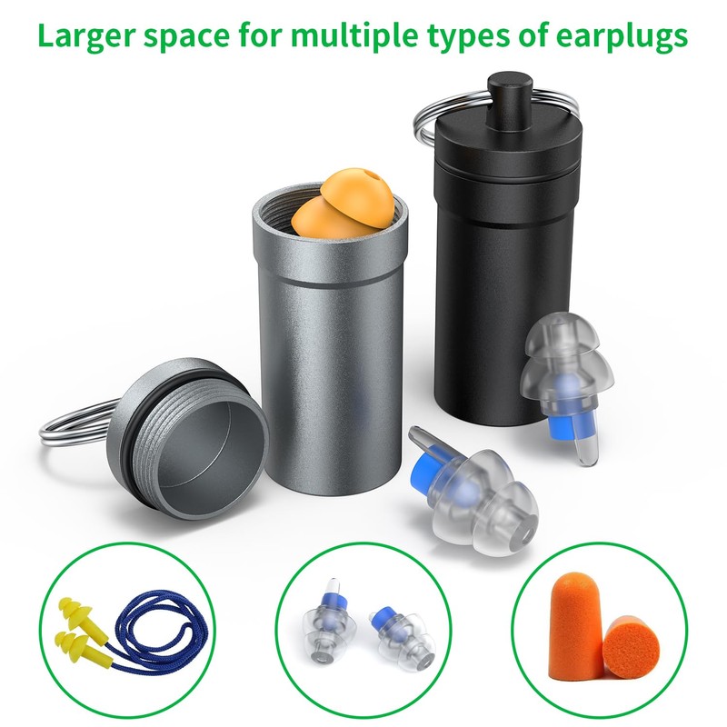 Portable Ear Plug Carrying Case, Urekt Waterproof Metal Earplug Case