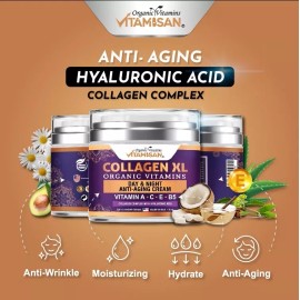 Crema facial de colágeno con bomba sin aire vitamina botánica antienvejecimiento A C E B5 2 oz