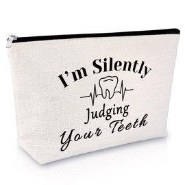 Dentist Gift Dental Gift for Women Makeup Bag Appreciation Presents for Dental Assistant Hygienist Cosmetic Bag Graduation Thank You for Her Birthday Retirement Keepsake Travel Cosmetic Pouch