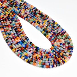 ICAI Beads Natural 2x4mm Rondelle Beads, Abacus Disk Stone Spacer Beads – Loose Natural Gemstone Beads for DIY Bracelet, Necklace, Jewelry Making (Mulitcolor)