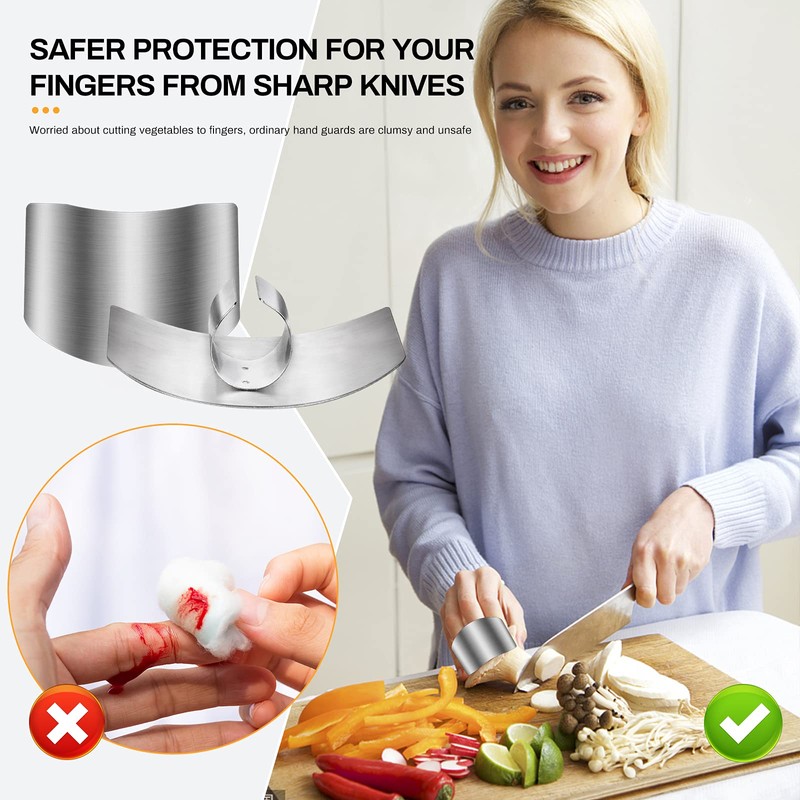 Niupiour Stainless Steel Finger Guards, 4 Packs of Finger Protectors