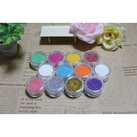 Glitter Powder (Glitter), 0.08 oz (2 g) each; Carefully Selected Set of 12 Colors (1/256 (Fine Particles))