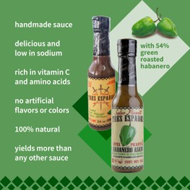 Salsa Picante Tres Espadas | Habanero Hot Sauce | Hot salsa crafted with Mexican Habaneros | Hot Sauce Bottles 5 FL OZ Each (Habanero Green Pepper, 3 Pack)