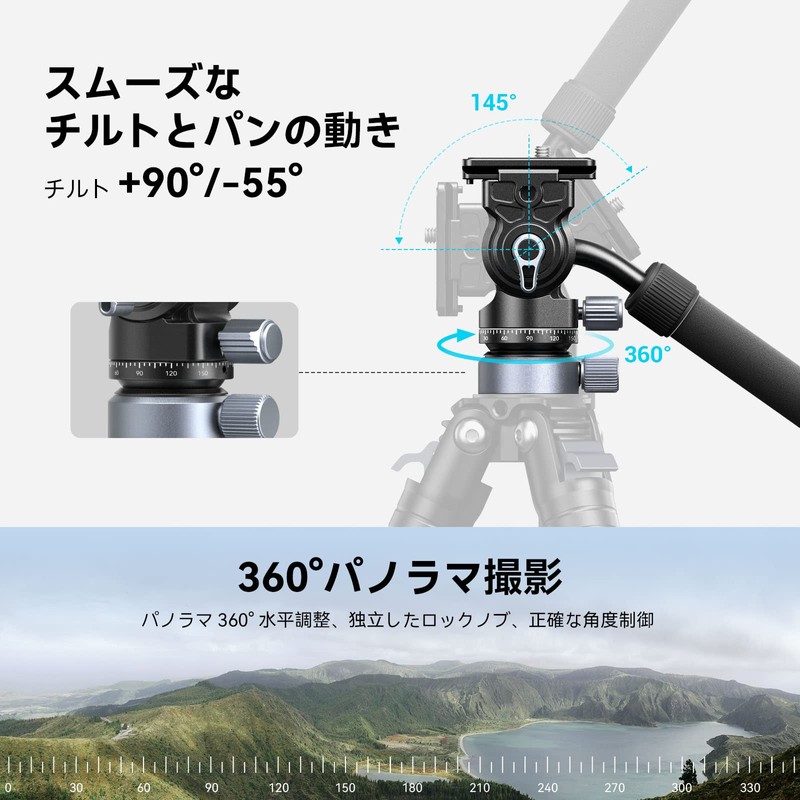Upgraded SmallRig Tripod Video Head, 2-Way Head Fluid Head, Removable