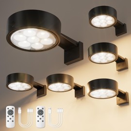 VOLISUN Picture Lights for Wall, 4000mAh Rechargeable Picture Light Battery Operated, 3 Color Temperatures Cordless Picture Light with Remote, Art Light for Painting, Gallery, Portrait, 6 Pack (Black)