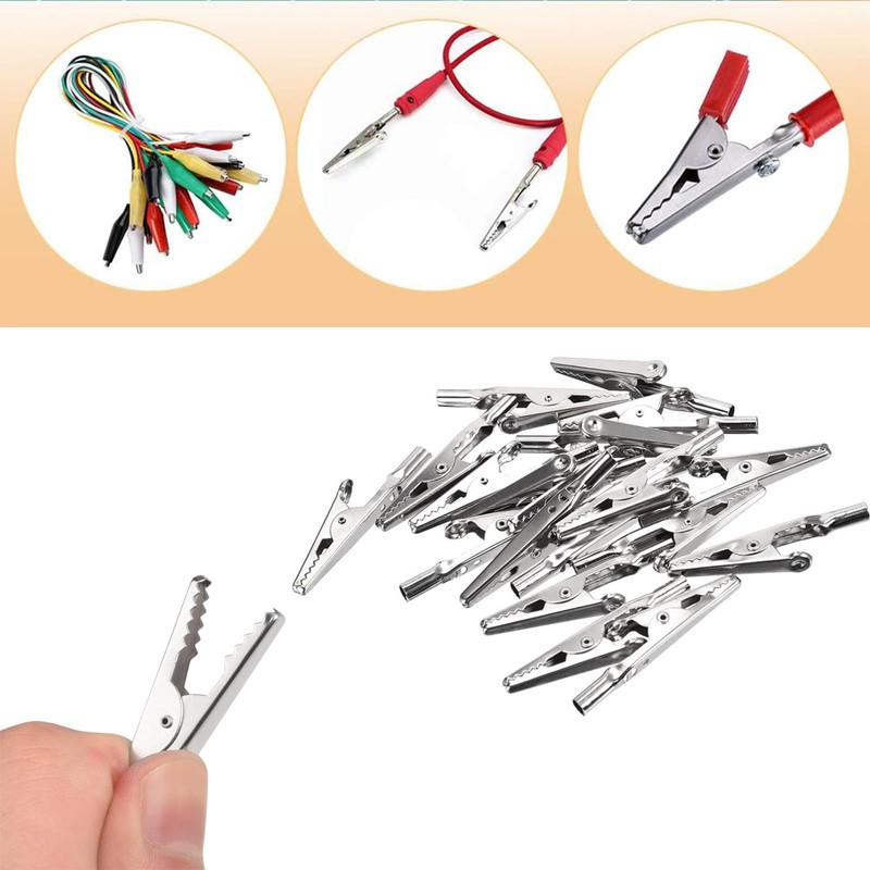 50Pcs Alligator Clips Silver, Spring Clamps, Metal Croc Clips for