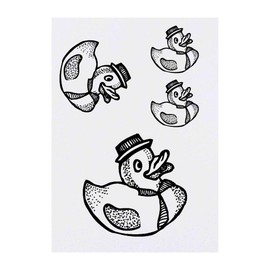 4 x 'Fancy Rubber Duck' Temporary Tattoos - Water Resistant, Skin-Safe, Non-Toxic Transfers, Mixed Sizes (TO00003477)