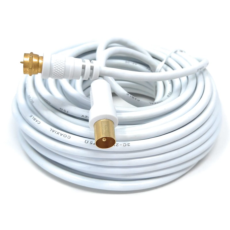 DRUT 15m RF TV Aerial Male to F Type Connector