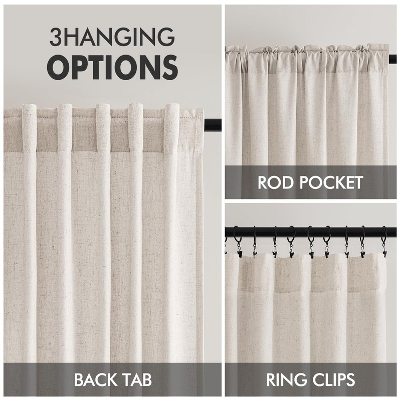 MIULEE Non-See-Through Privacy Linen Curtains 2 Panels, Light Filtering Window