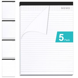 Marte Vanci Legal Pads 8 x 11.4 Inch, White Legal Pads (5 Pack, 40 Sheets Per Notepad, Narrow Ruled),Writing Pad Lined Paper Pads for Office, School, Business, Home