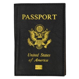 Travel Leather Passport Organizer Holder Card Case Protector Cover Wallet Bag (Black)