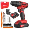 20V Cordless Drill, Electric Power Drills Kit with Battery and