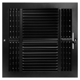 HVAC Premium 10"w X 8"h 3-Way AIR Supply Grille - Vent Cover & Diffuser - Flat Stamped Face - Black [Outer Dimensions: 11.75"w X 9.75"h]