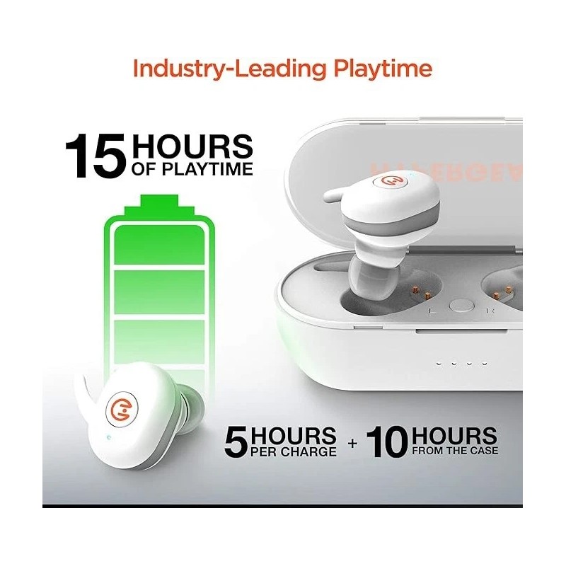 HyperGear Hyper Gear Active True Wireless White Earbuds Portable Charging