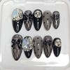 Black see-through handmade nail tips - Coffin / 블랙 시스루