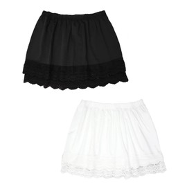 MYDUOLIA Shirt Extender for Women Plus Size Modest Lace Mini Skirts Black White 2XL/3XL