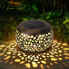Solar Lantern Outdoor Patio Decor: Solar Lanterns Outdoor Waterproof, Hollow Out Retro Metal Solar Lights, Yard Porch Garden Balcony Desk Bedroom Tabletop Decorations Indoor Outside, 2 Lighting Colors