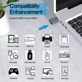 USB C to USB Adapter,Type C to USB Adapter [4 Pack] 3.0 USB Type-C Male to USB Female, USB C Female to USB Male Adapter OTG Converter for Desktop, Laptops, Projector, Chargers Gray