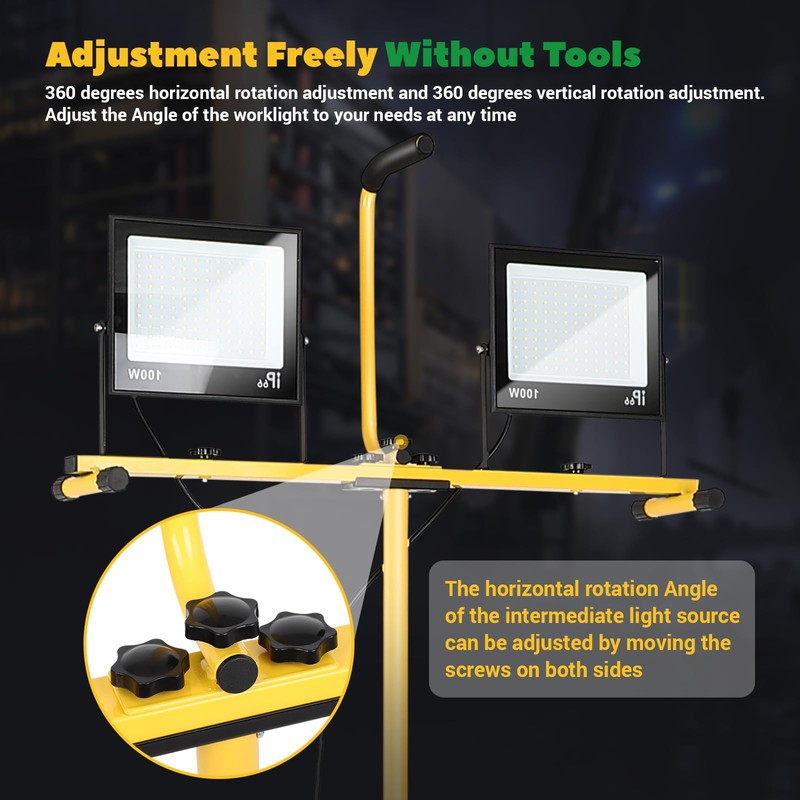 Dollate 30000 Lumen LED Work Lights with Stand, 2 Head,