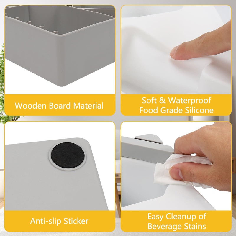 Couch Cup Holder Tray, Silicone Sofa Couch Caddy for Bed