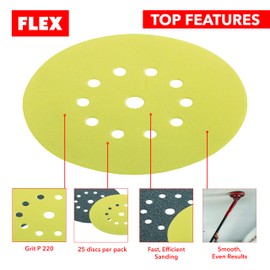 Flex - Sandpaper Xtreme 225mm 25 Sheet Pack, P220 Grit - 533824 - Sandpaper for Wood and Drywall, Sand Paper Pack for Walls in Different Sizes - Home Improvement and Decorating Tools