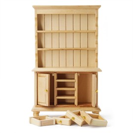 Odoria 1/12 Scale Miniature Kitchen Cupboard Cabinet Dollhouse Furniture Accessories, Burlywood