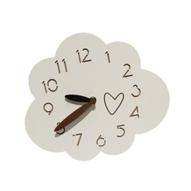Ｂｅｓｇａ Cloud Wall Clock Wall Watch Wall Decor Modern Minimalist Ornament Decorative Clock,Wood Hanging Clock for Indoor, Kids Room, with Heart Pattern