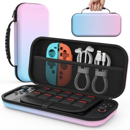 MoKo Switch2 ケース スイッチ2 ケース 第2世代保護カバー 収納バッグ 防塵 防汚 耐衝撃 ストレージカバー EVA素材 耐衝撃 全面保護 大容量 ゲームカード ソフト/ケーブル/イヤホンなど小物収納可能 持ち運び便利 BluePinkGradation