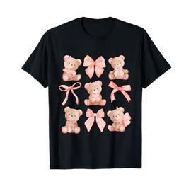 Coquette Teddy Bears Pink Bow Cute Women Girl Birthday T-Shirt