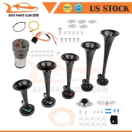 5 Trumpet BLACK Dixie Musical Car Air Horn Kit For Dukes of Hazzard General Lee