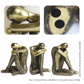 Pigort Thinker Statue Abstract Sculpture - Collectible Woman Figurine Art Home Office Bookshelf Decorative Objects Desktop Black Decor for Men&Women Resin (Man)