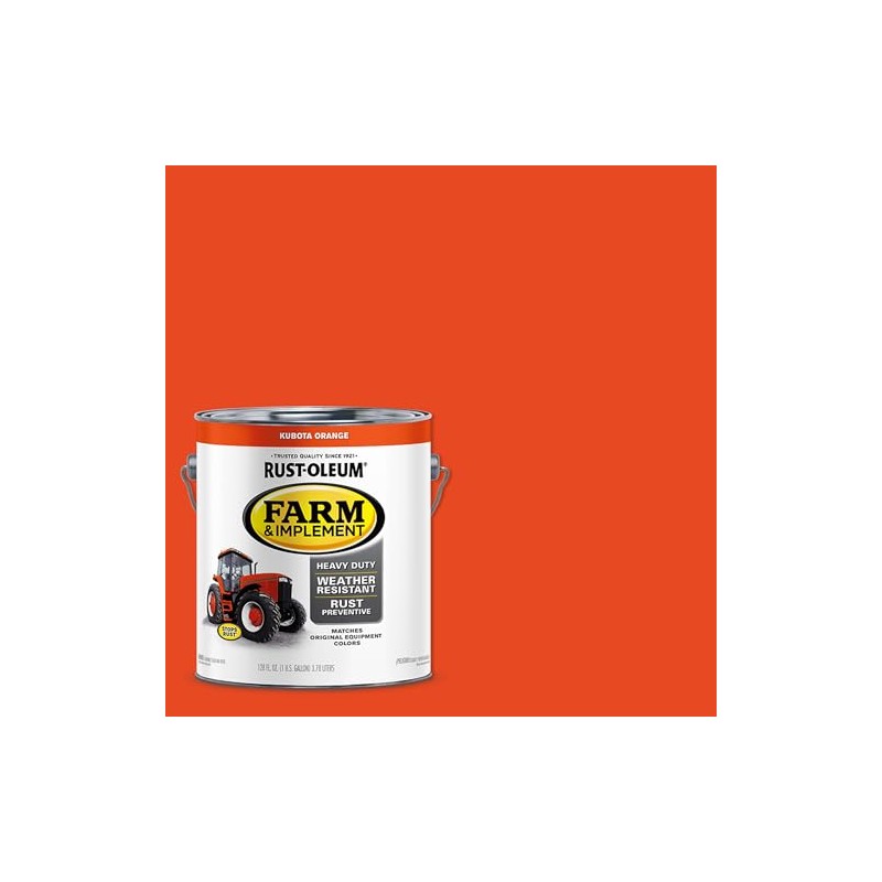 Rust-Oleum 280183 Farm & Implement Enamel Paint, Gallon, Kubota Orange