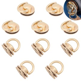 WADORN Pack of 10 Round Pockets Side Buckle, Purse Hanging Buckle Handbags Hardware Chain Strap Connector Bags Handle Ring Clip DIY Leathercraft Making Accessories, Golden