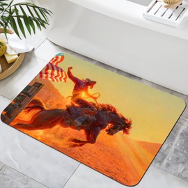KLRIGR Bath Mat for Bathroom Shower Room Bathtub Bathroom Rugs Non Slip Washable, Western Cowboy in The Sunset, 16x24 Inches