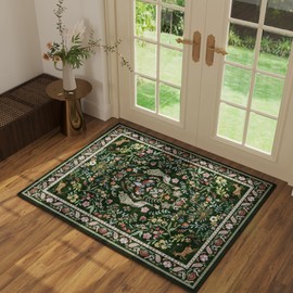 Entryway Rug 2x3 Rug Door Mat Indoor Entrance Washable Rug Small Non-Slip Low Pile Throw Rugs for Entryway, Kitchen, Front Door Indoor Entrance, Entry (Emerald Green)
